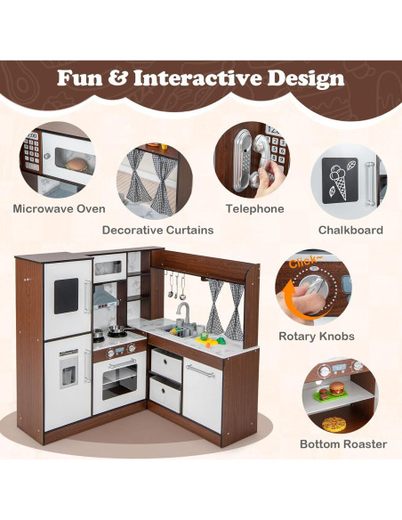 Juego de Cocina Infantil en Esquina HONEY JOY con Luces y Sonidos