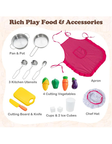 Juego de Cocina Infantil en Esquina HONEY JOY con Luces y Sonidos