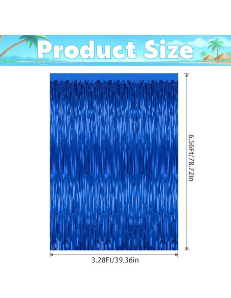 Paquete de 3 Cortinas de Foil Azul LULEEYANG 1x2m Decoración Fiesta