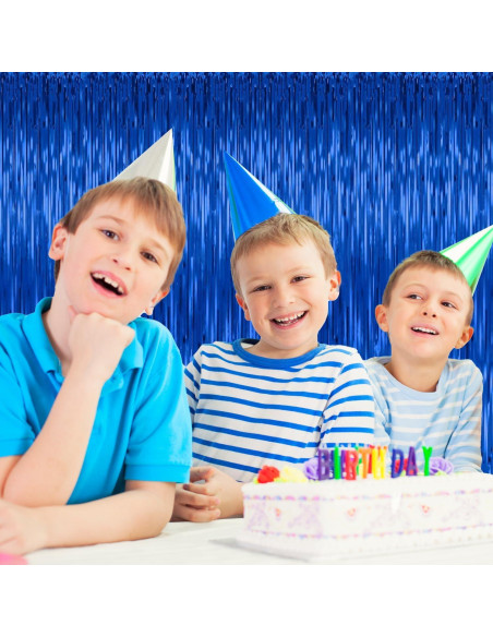Paquete de 3 Cortinas de Foil Azul LULEEYANG 1x2m Decoración Fiesta