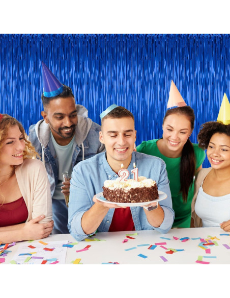 Paquete de 3 Cortinas de Foil Azul LULEEYANG 1x2m Decoración Fiesta