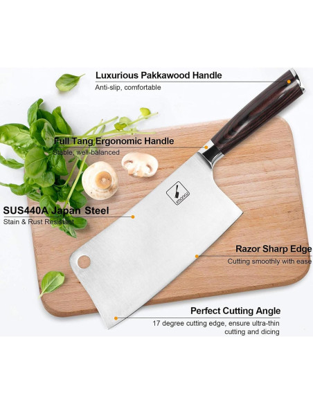 Cuchillo Cleaver Imarku 17.78 cm Acero Inoxidable SUS440A