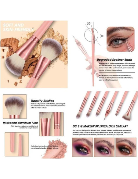 Conjunto de 36 Brochas de Maquillaje Rosa HGHDBT Profesional