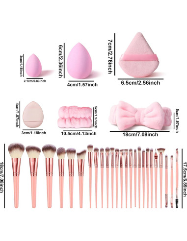 Conjunto de 36 Brochas de Maquillaje Rosa HGHDBT Profesional