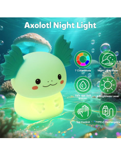 Lámpara Nocturna Axolote Ollycasa LED Recargable 11cm 2