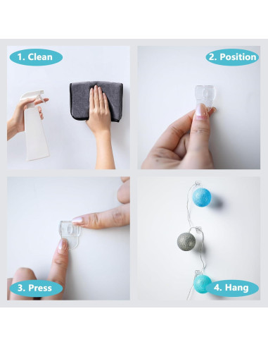 100 Clips Transparentes MOVELYST con 120 Tiras Adhesivas