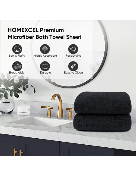 HOMEXCEL Toallas de Baño Ultra Suaves Paquete de 2 178x89cm