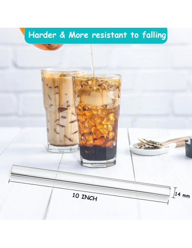 Popotes de Vidrio Reutilizables LIFEHIM 25 cm Anchos 14 mm