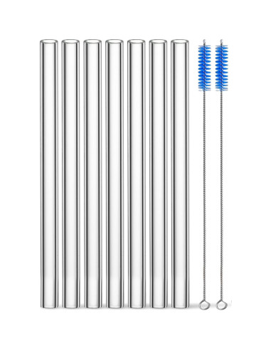 Popotes de Vidrio Reutilizables LIFEHIM 25 cm Anchos 14 mm