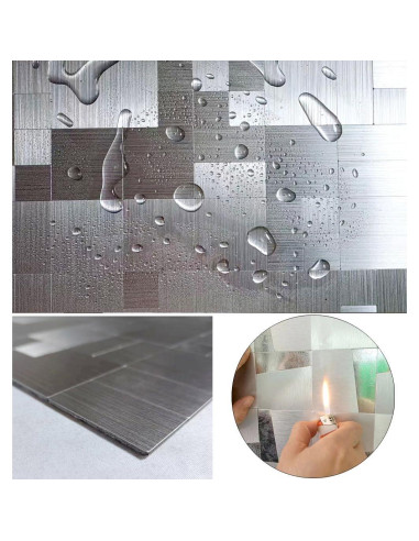 Azulejo Mosaico Autoadhesivo Weimeisc 30x30 cm Acero Inoxidable