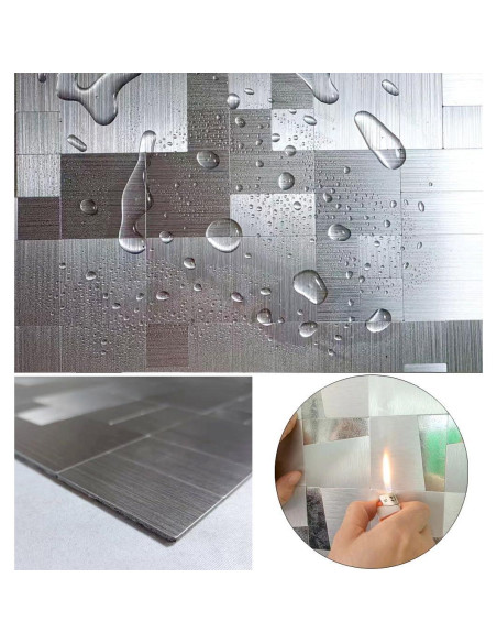 Azulejo Mosaico Autoadhesivo Weimeisc 30x30 cm Acero Inoxidable