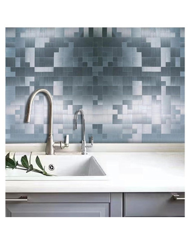 Azulejo Mosaico Autoadhesivo Weimeisc 30x30 cm Acero Inoxidable