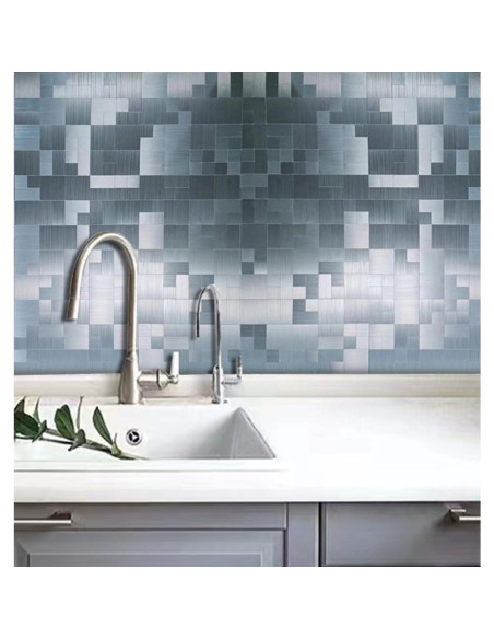 Azulejo Mosaico Autoadhesivo Weimeisc 30x30 cm Acero Inoxidable
