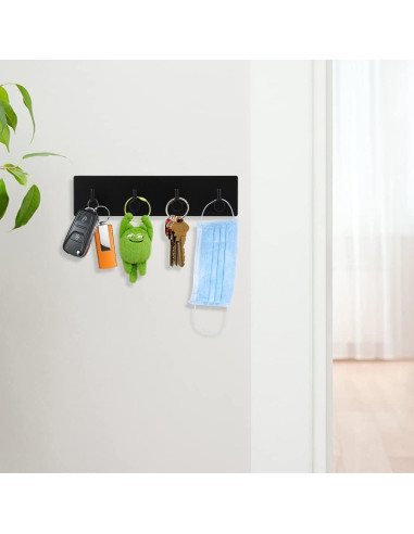 Soporte de Llaves Picowe Negro 4 Filas Acero Inoxidable