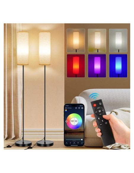 Lámpara de Pie Regulable FRIDEKO HOME 2 Pack Beige 9W