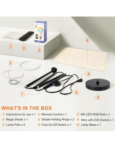 Lámpara de Pie Regulable FRIDEKO HOME 2 Pack Beige 9W