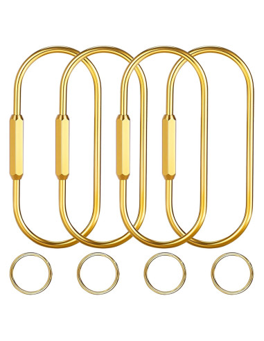 Anillas de Llave de Latón Tiezzi Gold, 4 Piezas con Carabinero
