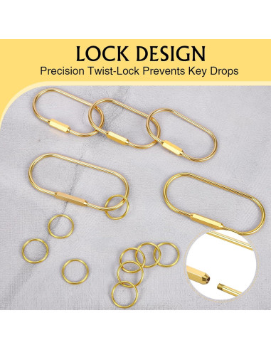 Anillas de Llave de Latón Tiezzi Gold, 4 Piezas con Carabinero