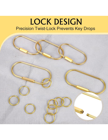 Anillas de Llave de Latón Tiezzi Gold, 4 Piezas con Carabinero