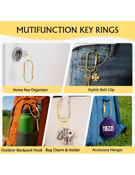 Anillas de Llave de Latón Tiezzi Gold, 4 Piezas con Carabinero