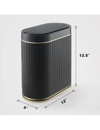 Papelera de Baño ELPHECO 7.5L Sensor Movimiento Negro-Dorado