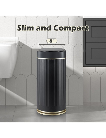 Papelera de Baño ELPHECO 7.5L Sensor Movimiento Negro-Dorado