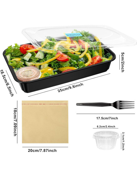 Contenedores de Comida Reutilizables Kapawze 38 oz 92 Pcs