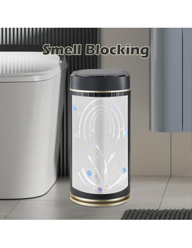 Papelera de Baño ELPHECO 7.5L Sensor Movimiento Negro-Dorado