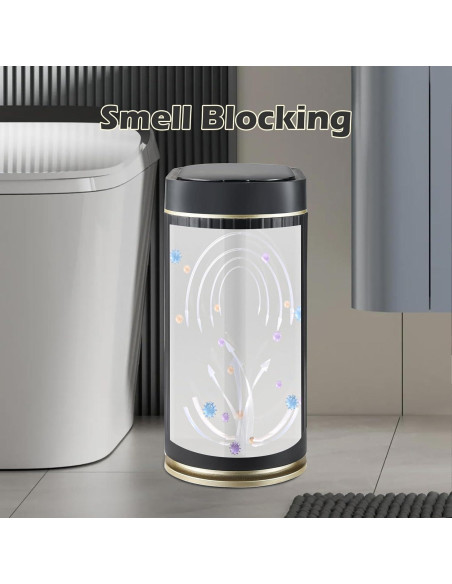 Papelera de Baño ELPHECO 7.5L Sensor Movimiento Negro-Dorado