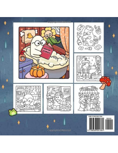 Little Spooky: Coloring Book for Adults and Teens Featuring Cute Creepy Creatures in Cozy Hygge Moments for Relaxation 2