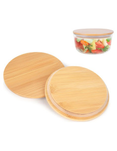Tapa de Madera CTTZCKJ para Bowl Pyrex 2 Tazas Redondo