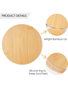 Tapa de Madera CTTZCKJ para Bowl Pyrex 2 Tazas Redondo 2