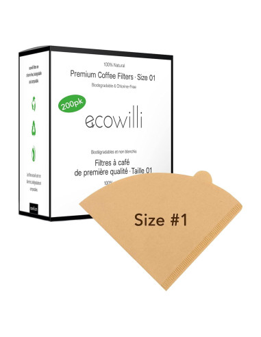 Filtros de Café Biodegradables Ecowilli Tamaño 01 - 200 Unidades