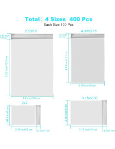 400 Bolsas de Plástico Reutilizables VOPTON 4 Tamaños 15x10cm 2