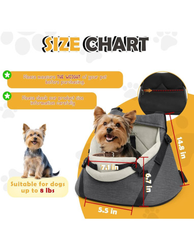 Asiento de Coche para Perros WOYYHO Mediano 36.8x24.9cm