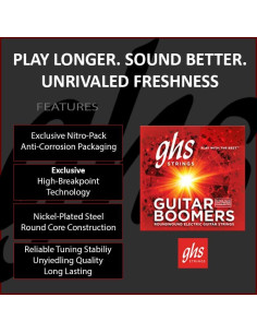 Cuerdas de guitarra eléctrica GHS Boomers GBM 11-50 acero niquelado 2