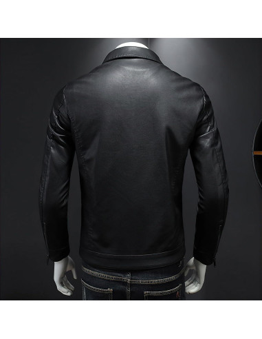 Chaqueta de Cuero Sintético para Hombre ZFBAOJT Negra XX-Large