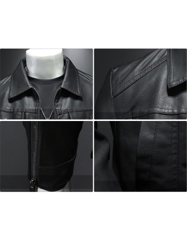 Chaqueta de Cuero Sintético para Hombre ZFBAOJT Negra XX-Large