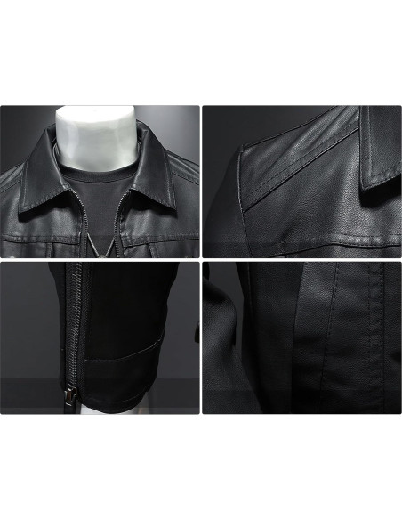 Chaqueta de Cuero Sintético para Hombre ZFBAOJT Negra XX-Large