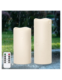 Velas LED a Prueba de Agua Lasumora - Paquete de 2, 10 cm x 20 cm y 25 cm