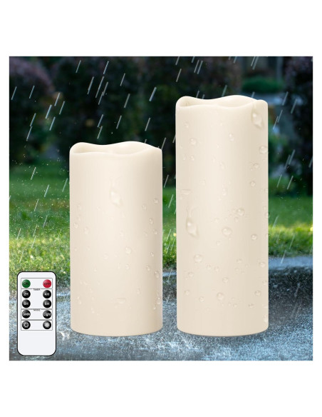Velas LED a Prueba de Agua Lasumora - Paquete de 2, 10 cm x 20 cm y 25 cm