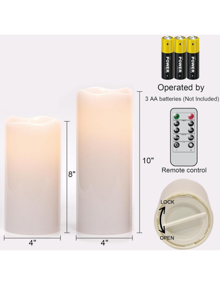 Velas LED a Prueba de Agua Lasumora - Paquete de 2, 10 cm x 20 cm y 25 cm