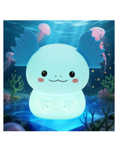 Luz Nocturna Axolote Ollycasa, 7 Colores, Recargable, 11cm