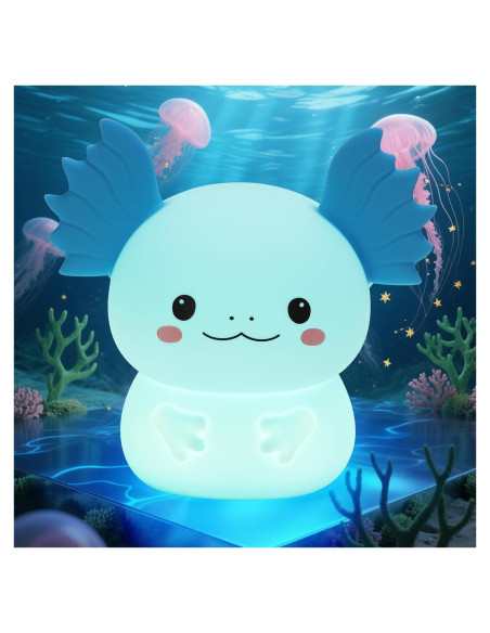 Luz Nocturna Axolote Ollycasa, 7 Colores, Recargable, 11cm