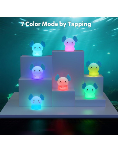 Luz Nocturna Axolote Ollycasa, 7 Colores, Recargable, 11cm