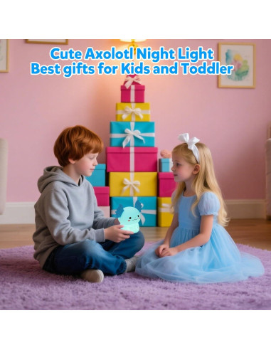 Luz Nocturna Axolote Ollycasa, 7 Colores, Recargable, 11cm
