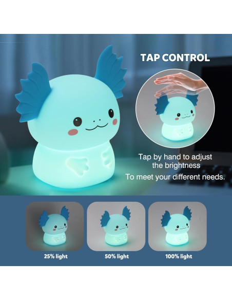 Luz Nocturna Axolote Ollycasa, 7 Colores, Recargable, 11cm