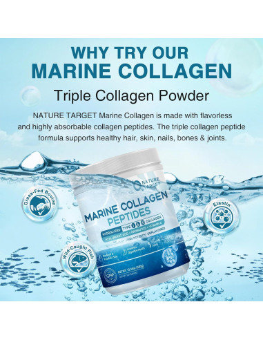 Polvo de Péptidos de Colágeno Marino Nature Target 350g