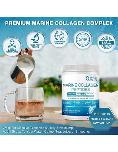 Polvo de Péptidos de Colágeno Marino Nature Target 350g