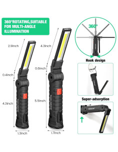 Luces de Trabajo LED Tuanse 6 Piezas Recargables Magnéticas 2